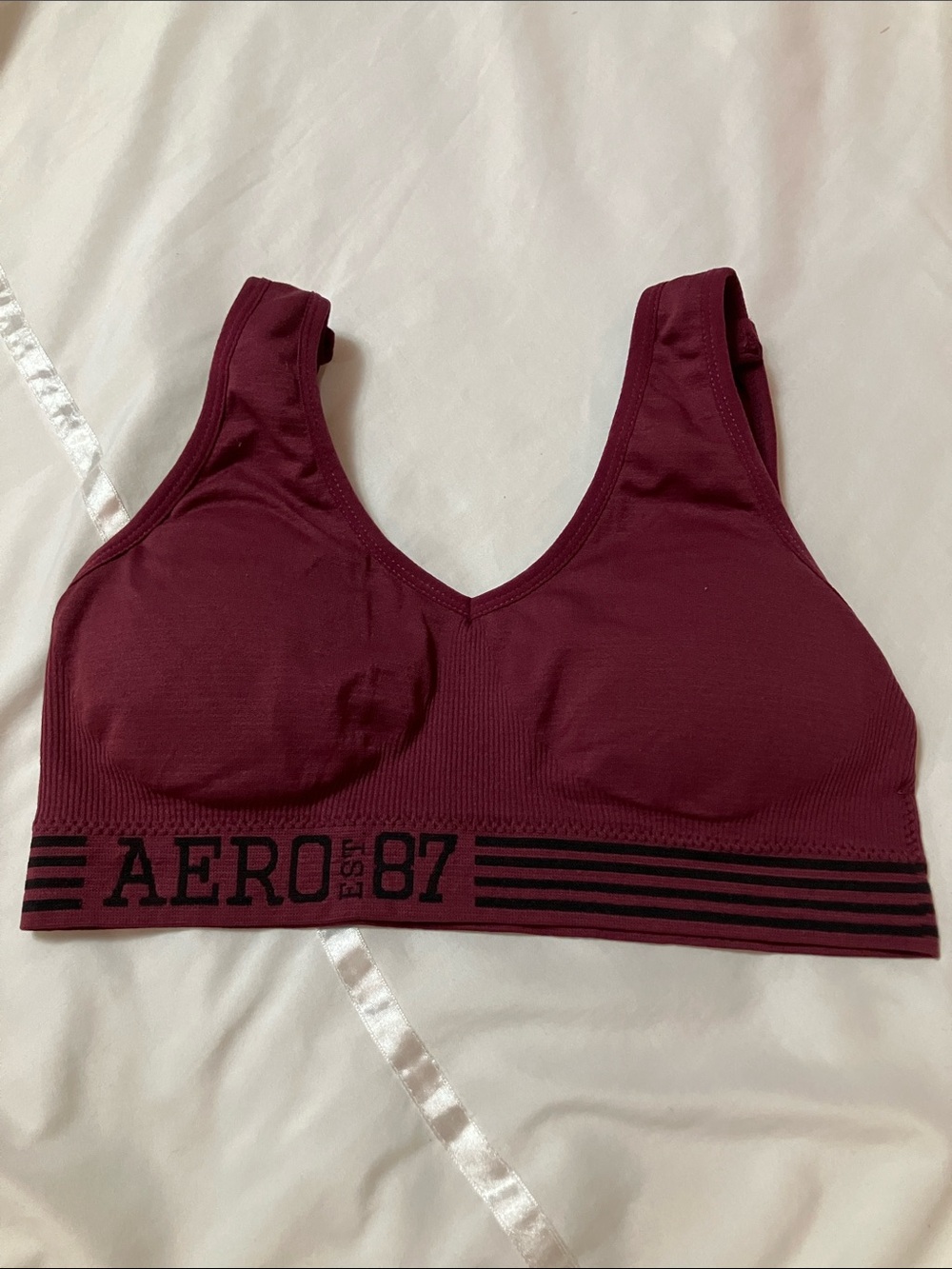 Aeropostale Burgundy Seamless Wireless Sports Bra
